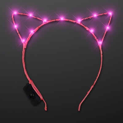 Pink LED Starlight Kitty Cat Ears Headband - BLANK
