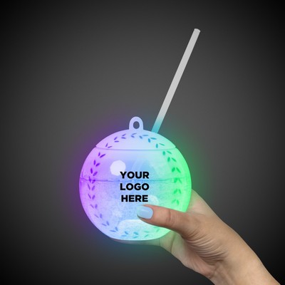 Light Up Baseball Cup with Lid and Straw(Pad Print)