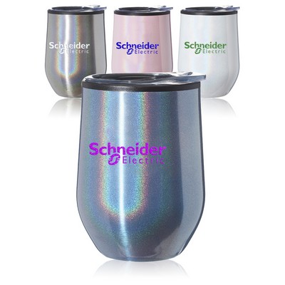 12 oz. Iridescent Stemless Wine Glasses with Lid