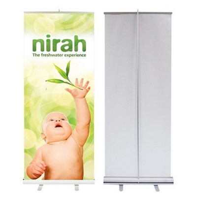 Rush 24 Hour Econo 33.5" Retractable Banner Stand w/ Graphic - 33.5"x80"