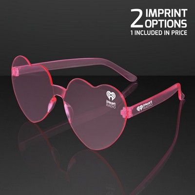 Pink Heart Shades Cute Glasses, Non-Light Up - PRINTED