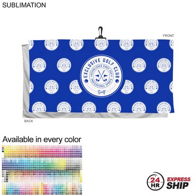 24 Hr Express Ship - Oversized Golf Towel in Soft Velour Terry, w/Black Hook, Sublimated (30"x60")