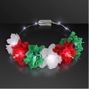 Holiday Headbands LED Flower Crown, Green White Red - BLANK
