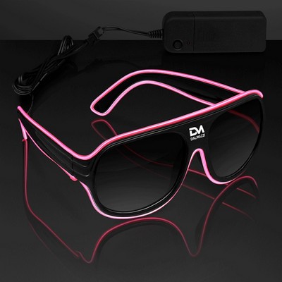 Pink "Neon Look" Aviator EL Shades - PRINTED