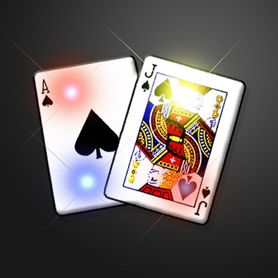 Flashing LED Black Jack Light Up Pins - BLANK