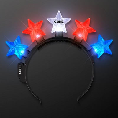 Light Up Stars Headband Red, White & Blue - PRINTED