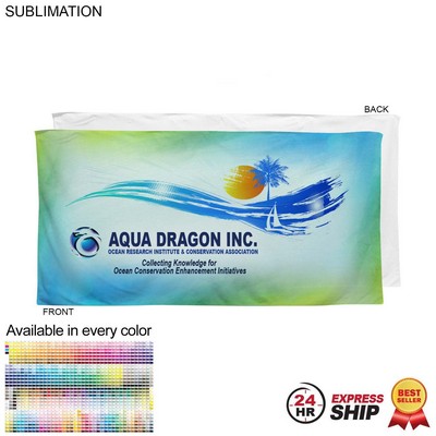 24 Hr Express Ship - Plush and Soft Velour Terry Cotton Blend Beach Towel, Sublimated (30"x60")