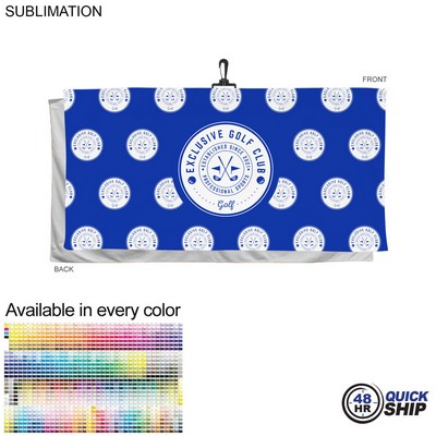 48 Hr Quick Ship - Oversized Golf Towel in Soft Velour Terry, w/Black Hook, Sublimated (30"x60")