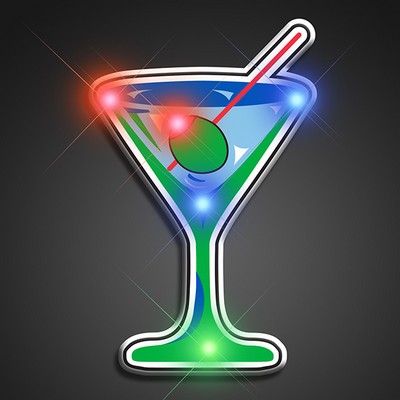 Martini Blinky Lights Flashing Pin - BLANK